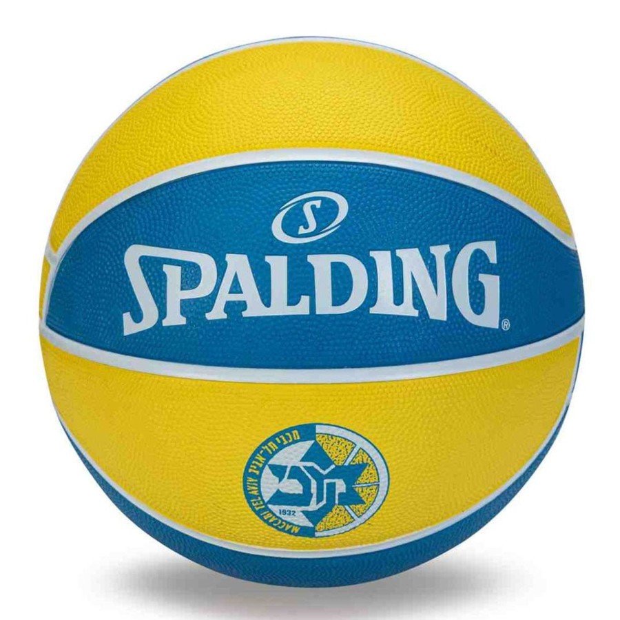 Basketball Spalding Leagues | Maccabi Tel Aviv Euroleague Team Rubber Indoor/Outdoor Basketball